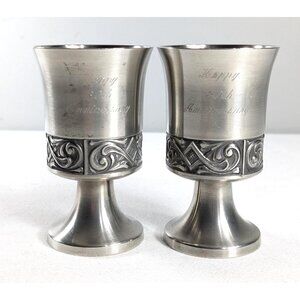 Set 2 MCM 30th Anniversary Selandia Norway Rosemal Acanthus Pewter Wine Glasses